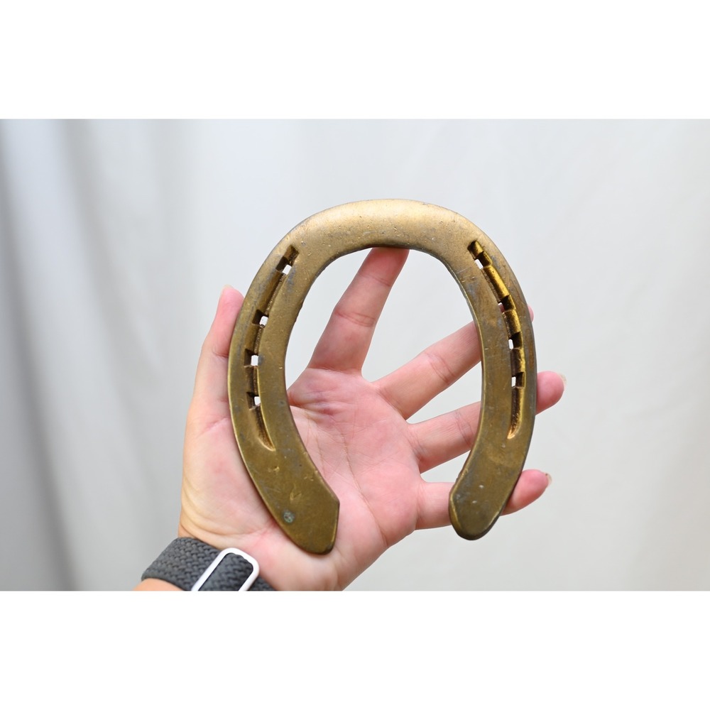 Vintage Solid Brass Horseshoe Decorative Good Luck Charm Equestrian Decor 5x5.5